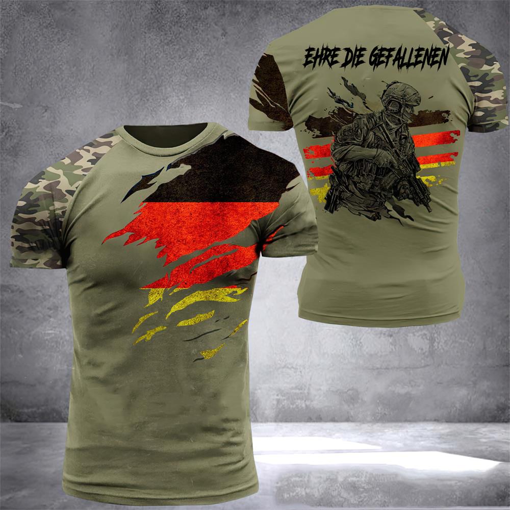 ETST WENDY 005 Duitse T-shirt Mannen Schedel Vlag 3d Print Tops Mode Veteraan Korte Mouw O-hals Tee Casual Grafische Oversized Losse T-shirts 2XL