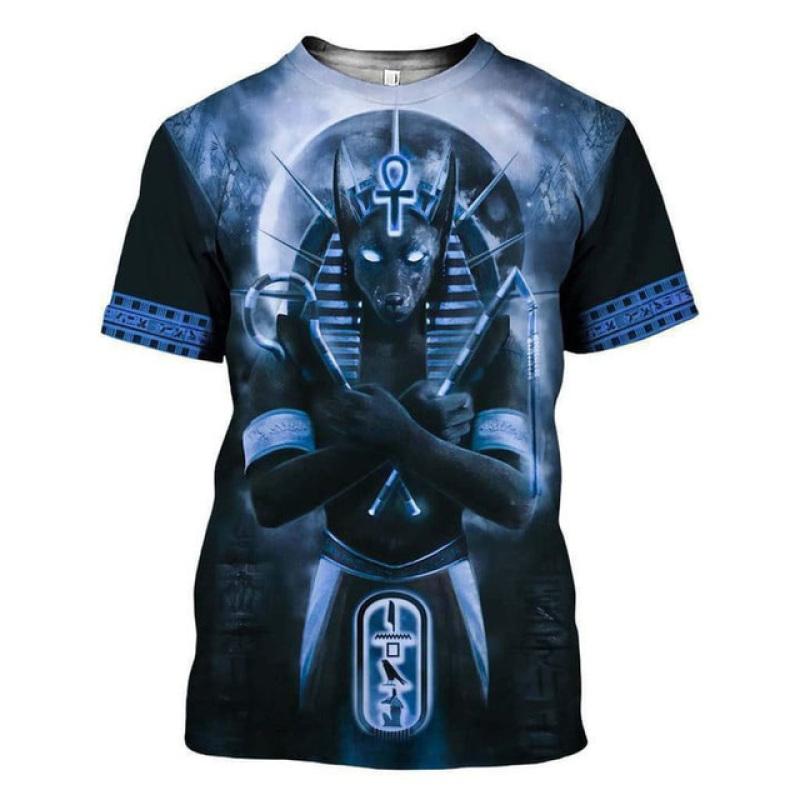 ETST 03 2023 Zomermode Oude Horus Egyptische God Anubis 3D Print T-shirt O Hals Streetwear Casual Cartoon Anime Korte Mouw Tee 5XL