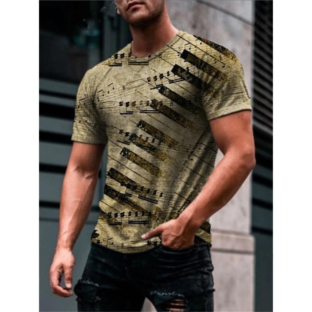 ETST 07 Zomer Vintage T-shirts Muzieknoot 3D Print Streetwear Mannen Vrouwen Mode Oversized Korte Mouw T-shirt Kinderen Tees Tops Kleding XL