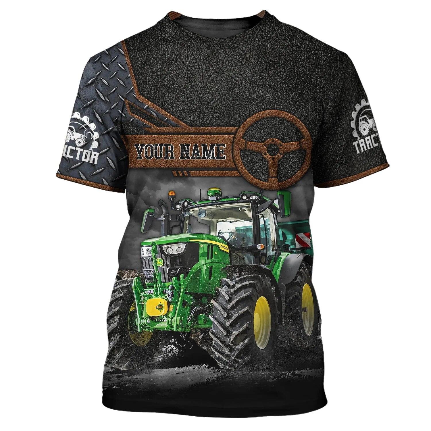 ETST WENDY 005 Nieuwe Zomer Tij Tractor Patroon Mannen T-shirts Casual 3D Print Tees Hip Hop Persoonlijkheid Ronde Hals Korte Mouw Sneldrogende tops Asian size XXXL