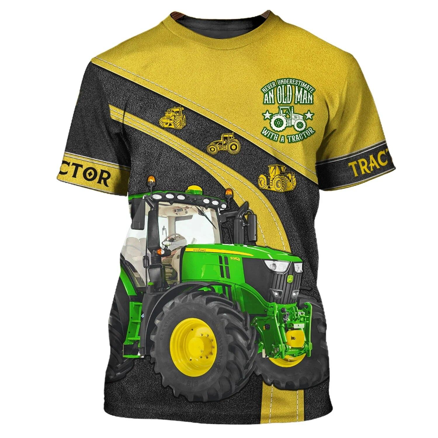 ETST WENDY 005 Nieuwe Zomer Tij Tractor Patroon Mannen T-shirts Casual 3D Print Tees Hip Hop Persoonlijkheid Ronde Hals Korte Mouw Sneldrogende tops Asian size XXL