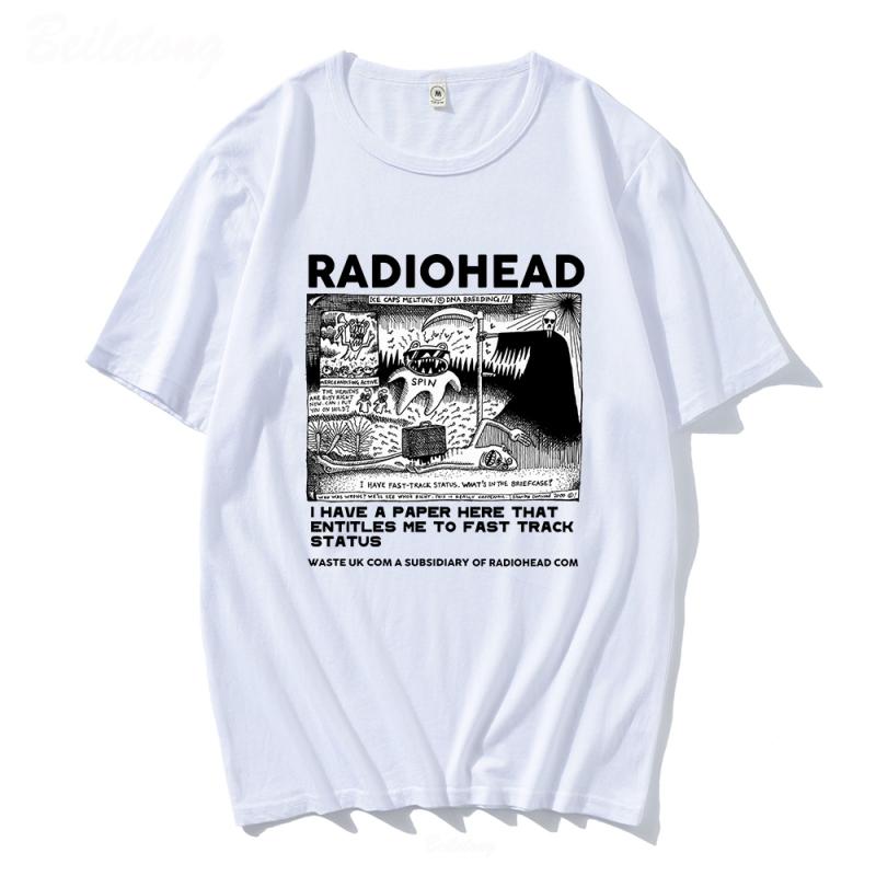 Nihao Radiohead Vintage Klassieke Print Zomer Heren O-hals T-shirt Casual Katoen Korte Mouw Trui Mode Streetwear Herenkleding XL