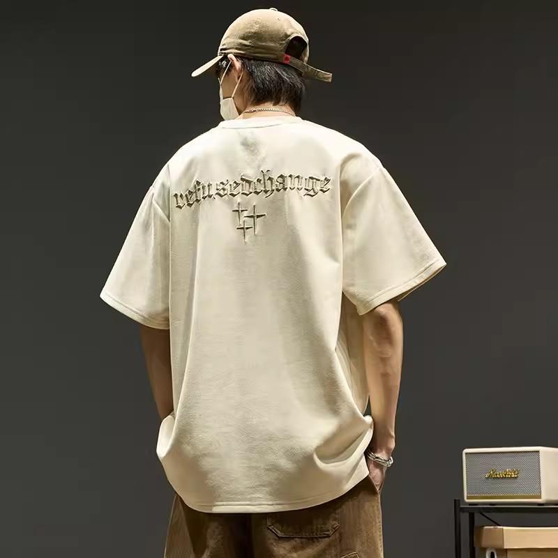 Fashion human Zomer nieuwe heren grote maten korte mouwen retro body shirts tide oversize losse letters geborduurde tops 8XL