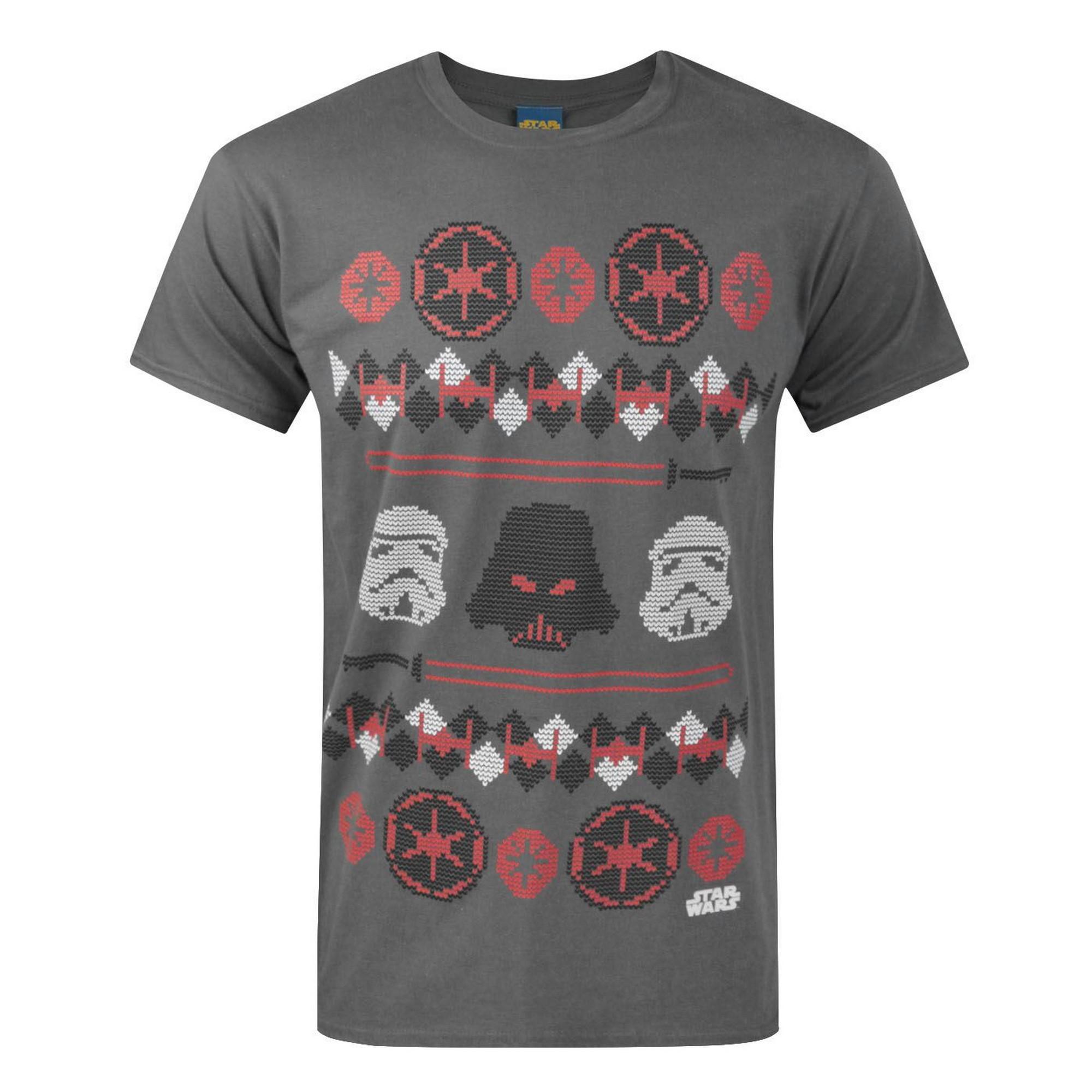 Star Wars Mens Darth Vader Fair Isle Christmas T-Shirt XL