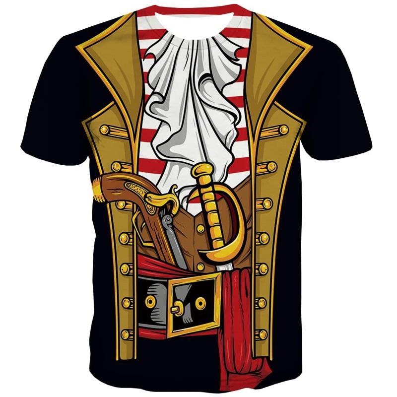 Laoxu 3D Print Piratenkostuum Grafische T-shirts Voor Mannen Nieuwigheid Grappige Tee Tops Streetwear Korte Mouw Oversized Heren T-shirt Streetwear L