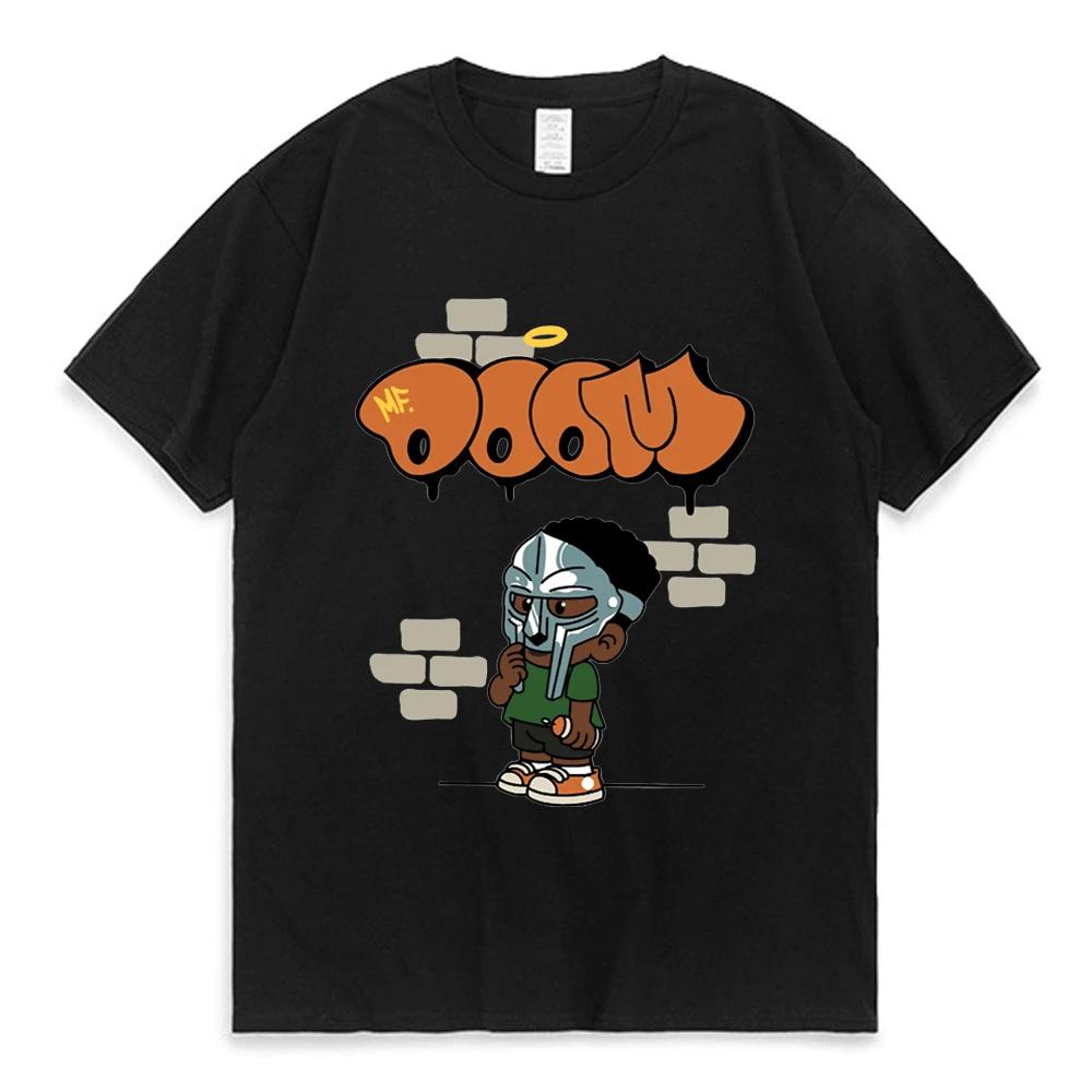 FT T Shirts Singer Mf Doom Madlib Madvillain Dubbelzijdig Grafisch T-shirt Tops Mannelijk Los Hip Hop T-shirt Mannen Vrouwen Fleece Katoenen T-shirts M