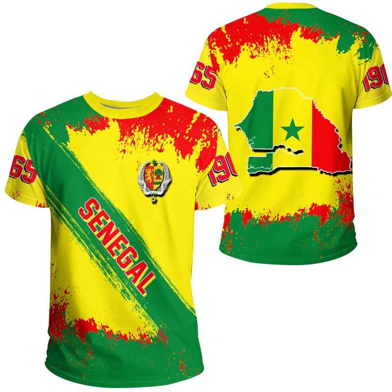 ETST 07 Afrikaans Senegal T-shirt voor heren Mode Zomer 3D-geprint wapenschild T-shirt Tops Ronde hals T-shirts Sport Losse korte mouwen XXL