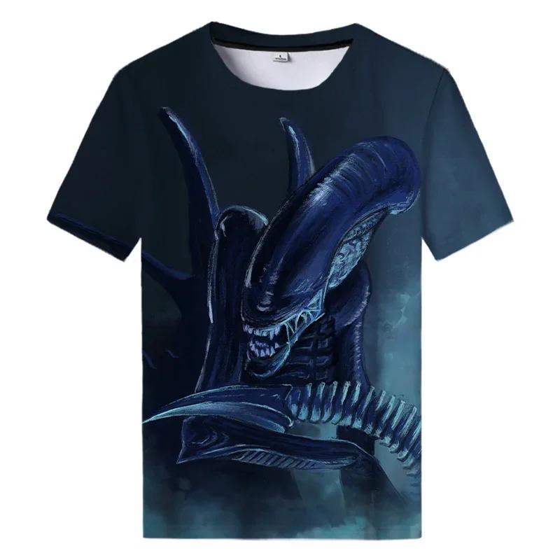 Wengy 2 Zomer Nieuwe Alien Art 3D Print T-shirt Voor Heren Kleding Dagelijks Casual T-shirt Horror Alien Film Grafische Harajuku Tops T-shirts XXXL