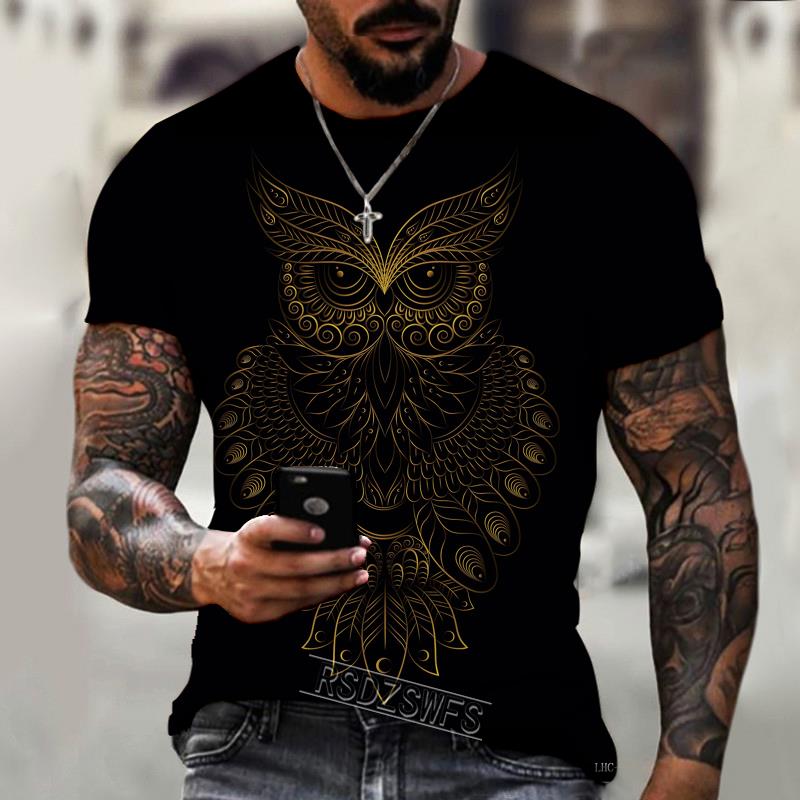 ETST WENDY 005 2022 merk heren overhemd exclusief design dierenwereld uil vogel adelaar ronde hals T-shirt 3D print los oversized 5XL 6XL