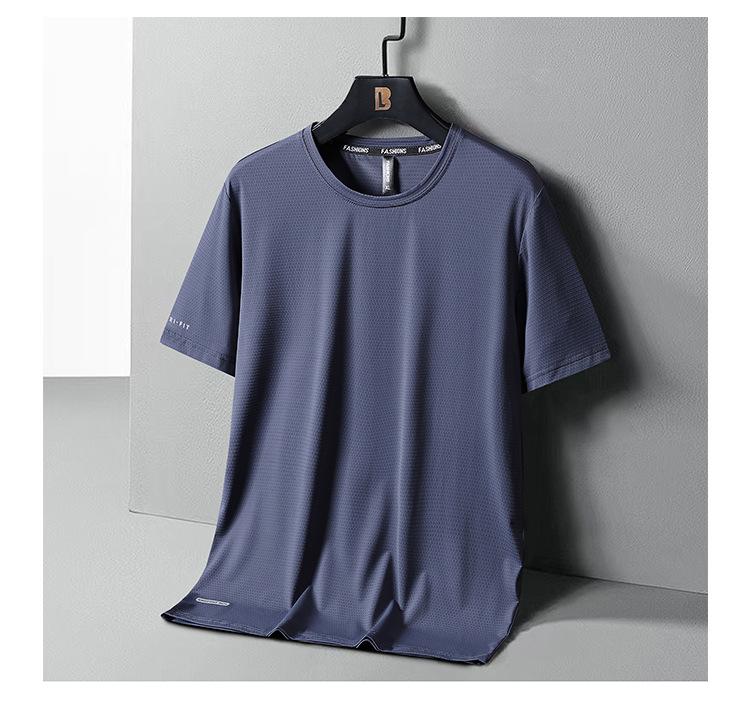 WowClassic 8XL Summer Ice Silk Snel drogend T-shirt met korte mouwen voor heren, plus size, los, ademend, dun, sportfitness-shirt voor heren, top 8XL donkergrijze kleur