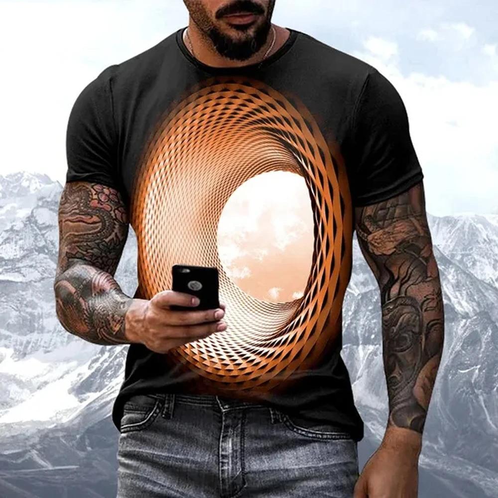 Men look 3D Clothes Fashion Hot Sales Persoonlijkheid Fun Sky grafische t-shirts Voor Mannen Nieuwe Casual Driedimensionale Vortex Gedrukt Oversized O-hals tees M