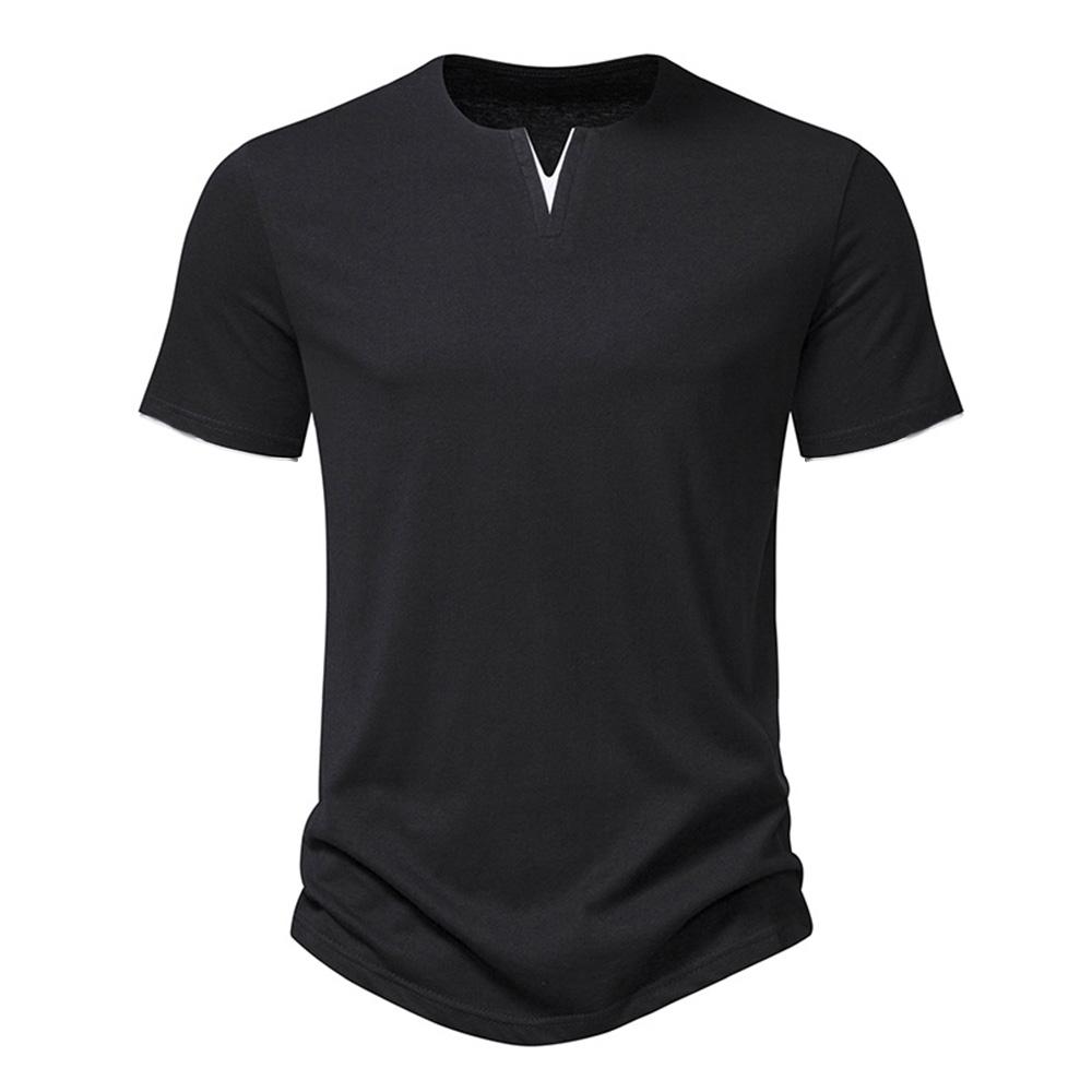 King Billion Heren Henley-overhemden met korte mouwen, casual katoenen slim fit basic zomer T-shirt met V-hals voor heren XXXL