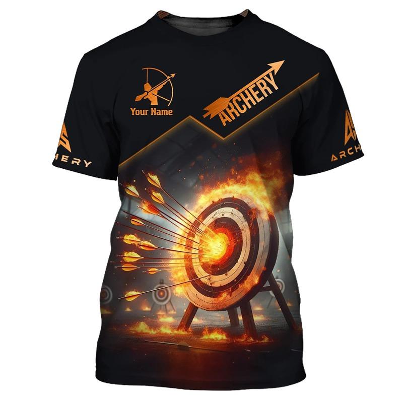 Xuhaijian02 Boogschieten patroon heren T-shirt gepersonaliseerde naam aangepaste print T-shirts casual ronde hals korte mouwen losse tops buitensport T-shirts 2XL