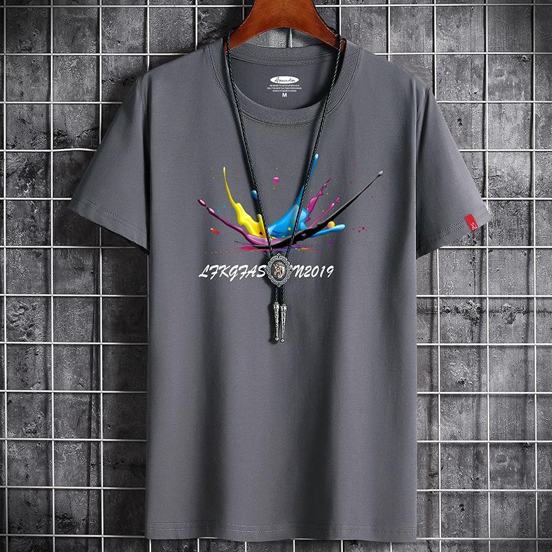 QICED Zomer T-shirt met korte mouwen Heren O-hals Trend Ondershirt XXXXXXL donkergrijze kleur