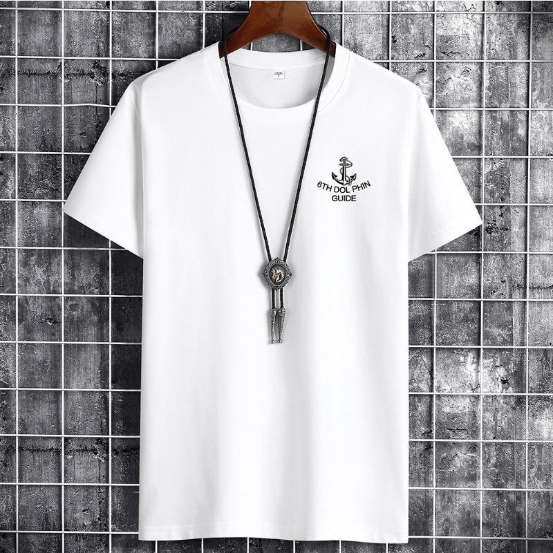 QICED Zomer T-shirt met korte mouwen Heren O-hals Trend Ondershirt XXL wit