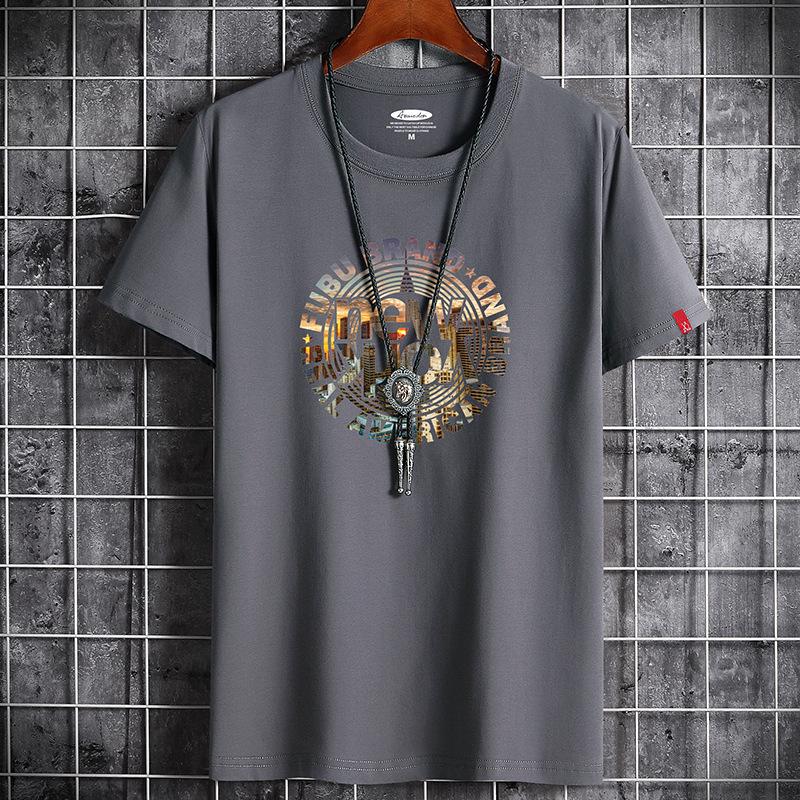 QICED Zomer T-shirt met korte mouwen Heren O-hals Trend Ondershirt XXXXXXL donkergrijze kleur