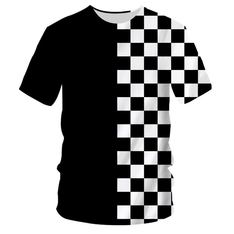 Huiteng 3D Personality Plaid Men t-shirt Fashion Casual Cool Style Print T-shirts Trend Hip Hop Simplicity t-shirts with short sleeves S