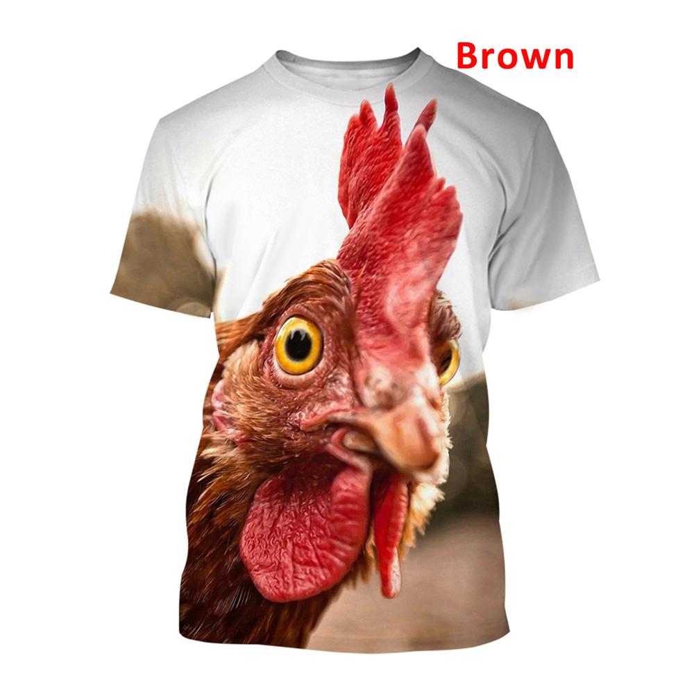 Xr-03 2025 Summer Fashion Graphic Chicken 3D Printing T-shirt Men's Short Sleeve Round Neck Unisex Funny Cool Chicken Tees Casual Tops 6XL
