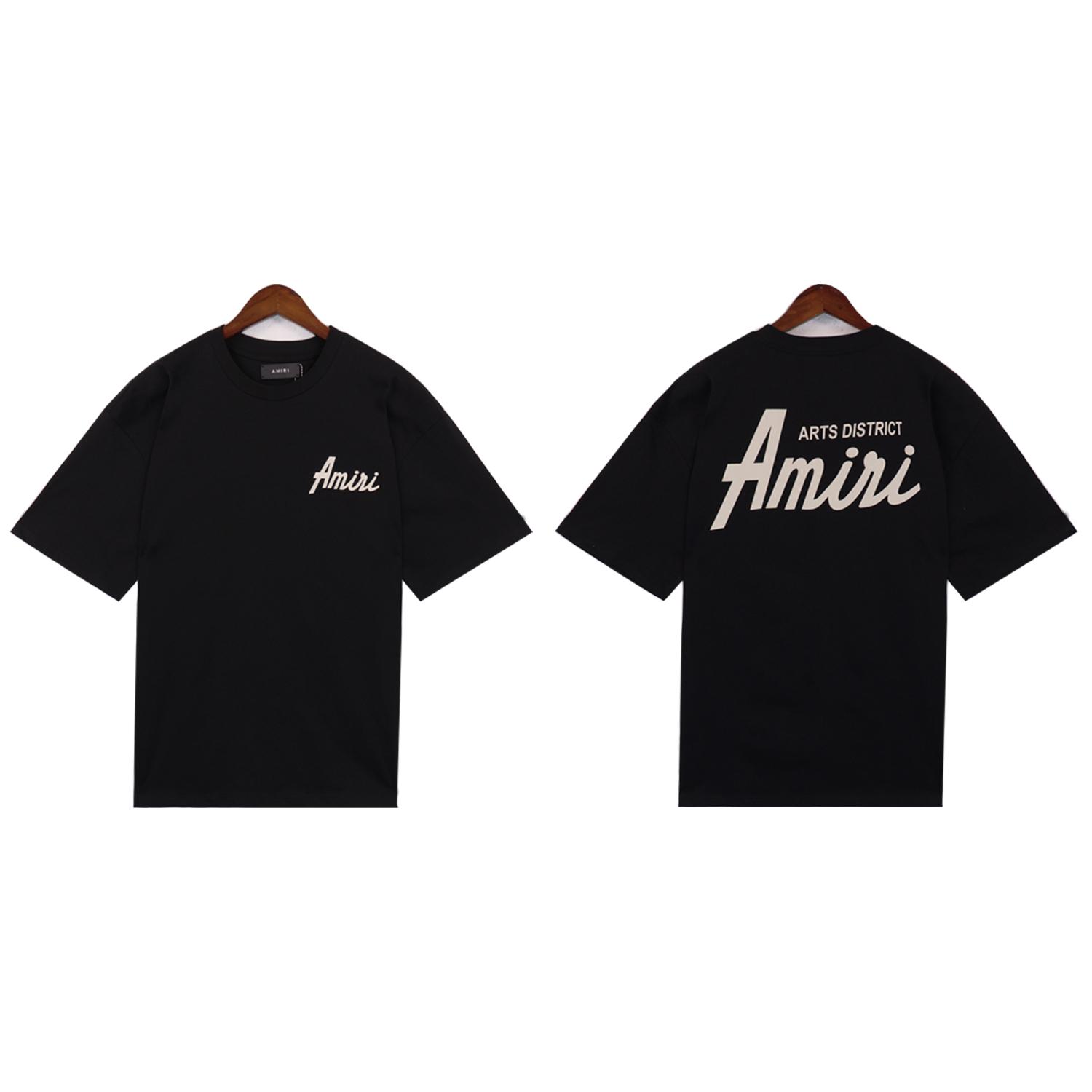 Amiri 2237  2025 Zomer Nieuw Heren- en Dames Losse Hoge Kwaliteit Katoen Plus Size T-shirt Koppel T-shirt M