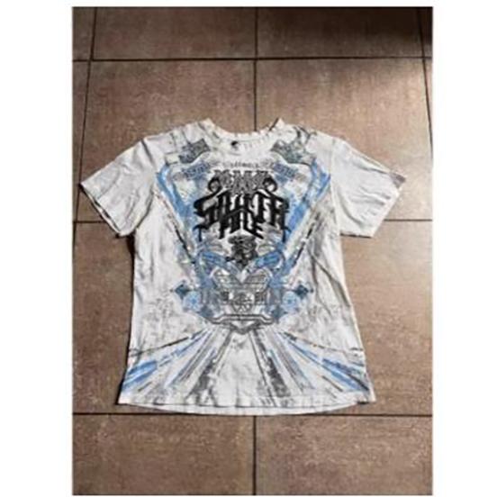 MIFENG Men T-shirts Affliction Retro Women T-shirt Style Streetwear Tee Gothic Skull Cross Print Trendy Graphic Kid T-shirts S