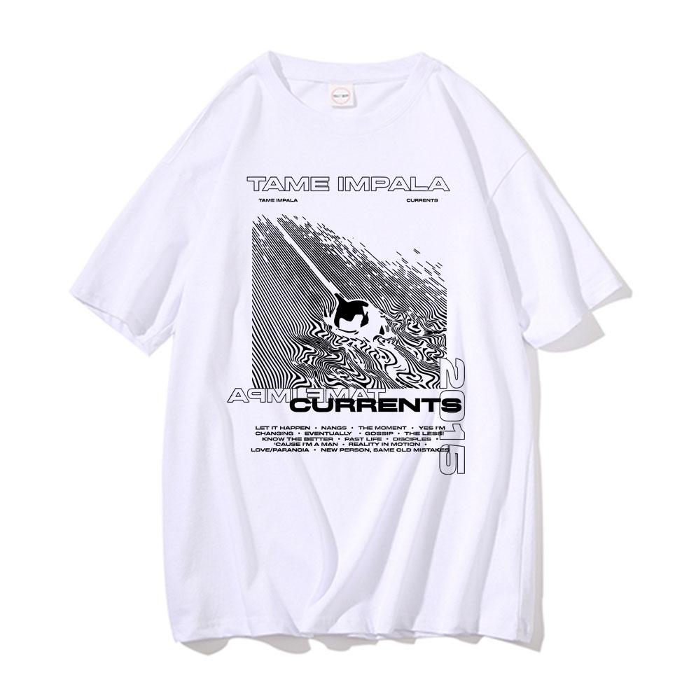 ZheXiong TEE Tame Impala Currents T-Shirt 100% Cotton Commuter Stylish Tops Stylish Amusing Short Sleeve Hip Hop Harajuku Casual Unisex Tees 4XL