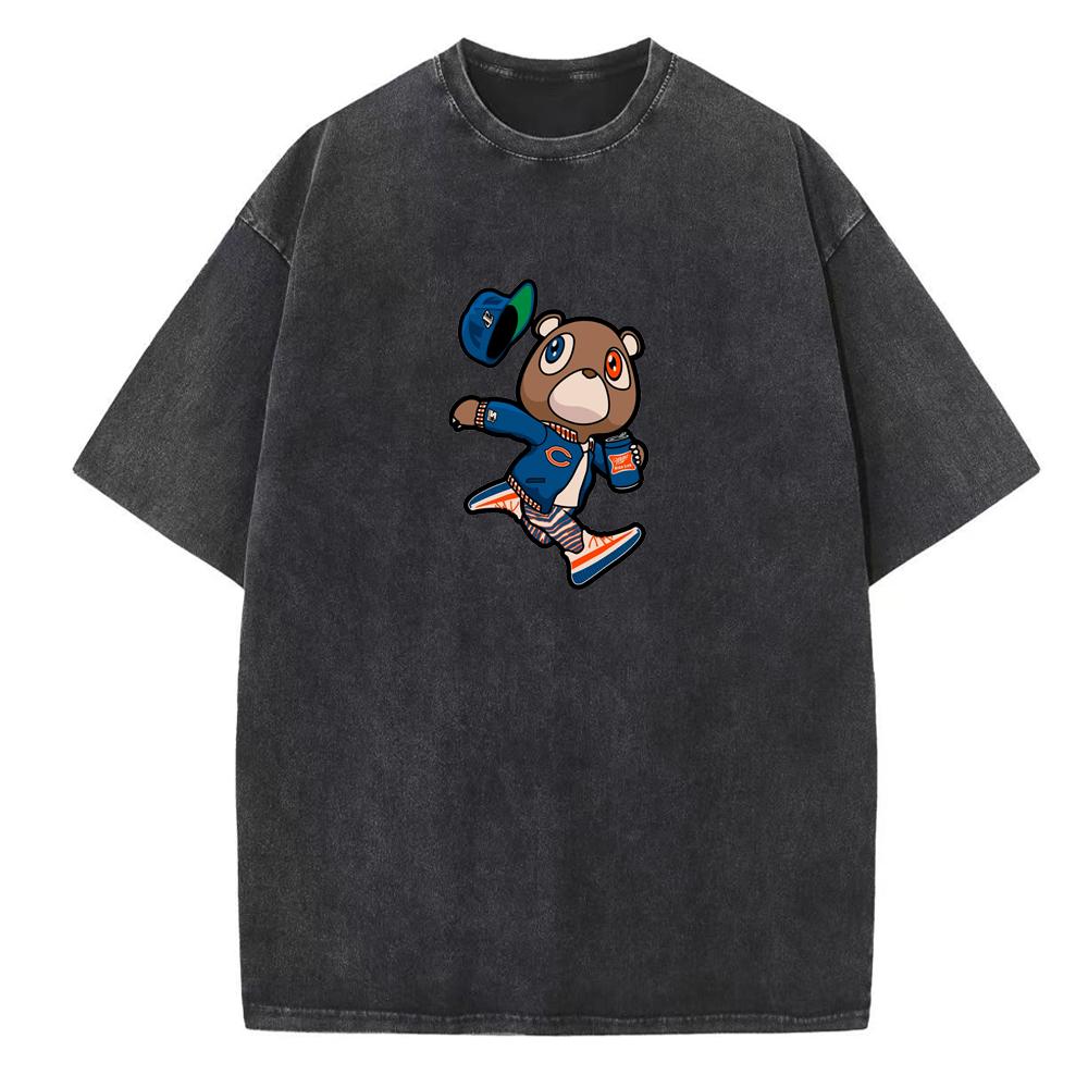 Washed Queen Short Sleeves Kanye West Graduation Fans Cadeau Vintage Zomer Korte Mouw Casual Unisex Harajuku O-Hals Katoenen Shirts Bedrukking M