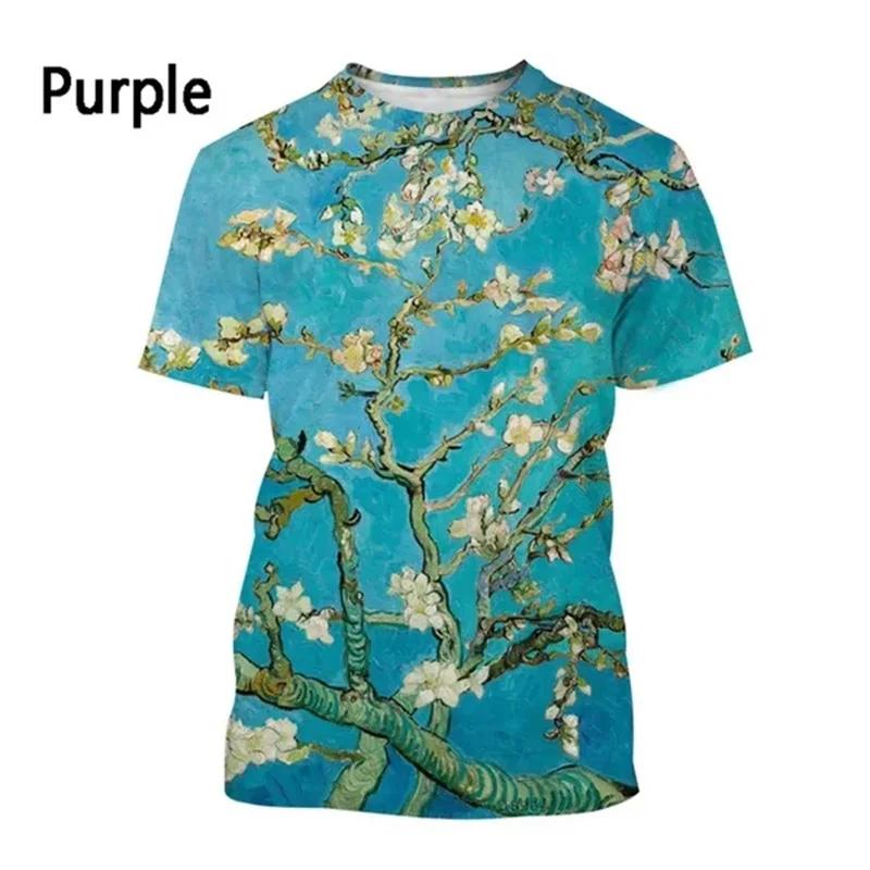 WowClassic Summer Round Neck 3D Print Art Oil Painting Graphic T-shirts Fashionable Casual Short Sleeved Men's T-shirts XS