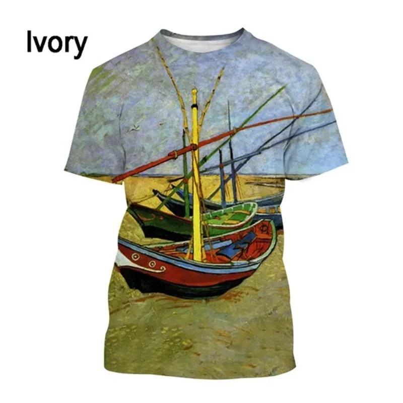 WowClassic Summer Round Neck 3D Print Art Oil Painting Graphic T-shirts Fashionable Casual Short Sleeved Men's T-shirts 4XL