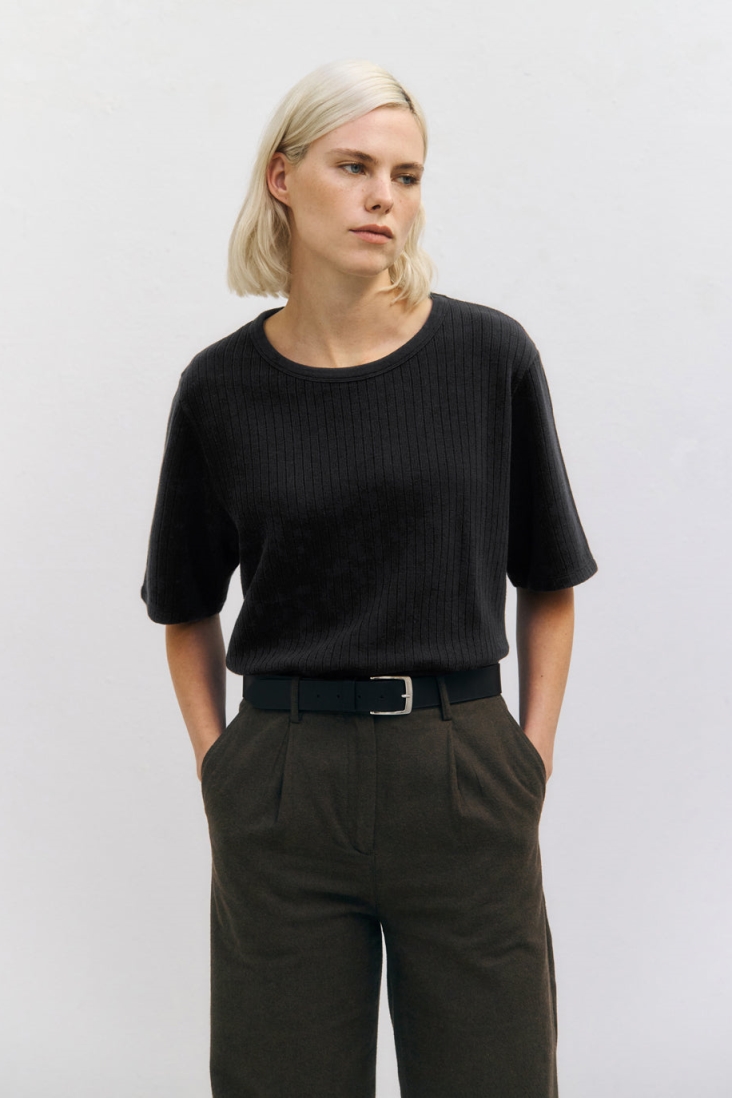 Rotholz Damen vegan T-Shirt Heavy Ribbed Schwarz