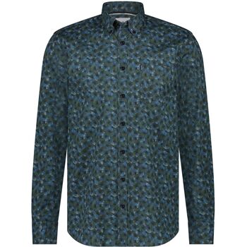 State Of Art Overhemd Lange Mouw  Overhemd Poplin Print Navy Groen
