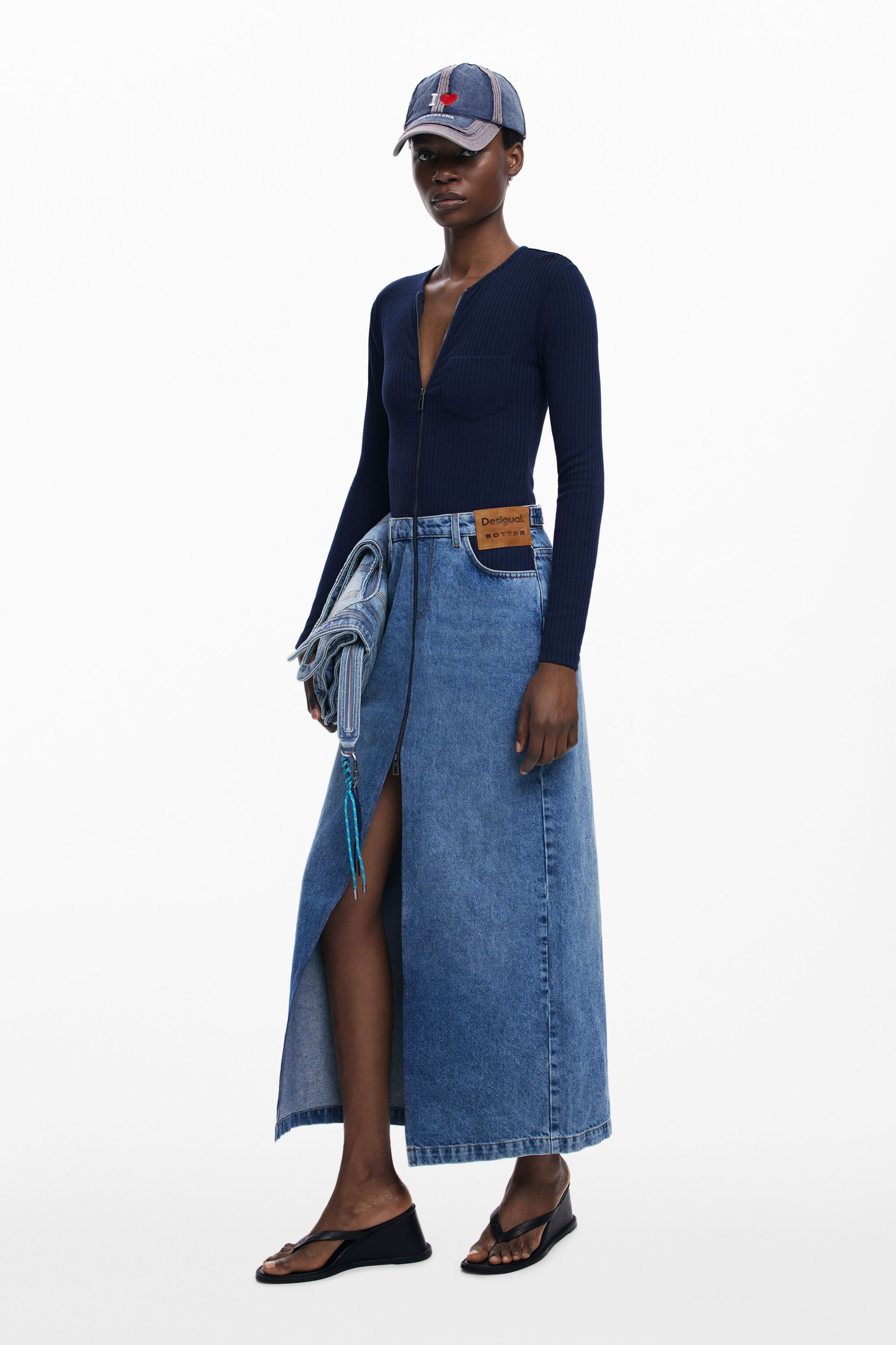 Desigual Lange denim jurk Botter - BLUE