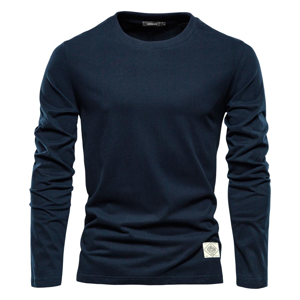 AIOPESON Men Fashion Usegiraffe 100% Katoenen T-shirt Met Lange Mouwen Voor Mannen Effen Lente Casual Heren T-shirts Hoge Kwaliteit Mannelijke Tops Klassieke kleding Heren T-shirts M