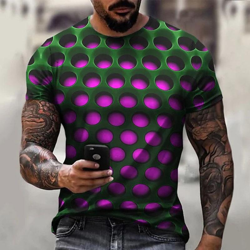 3D Fashion Design Clothing Voor heren T-shirt 3D-print Optische illusie Grote maten Korte mouw Informeel Tops Polyester Modieus Street chic overdreven Cool Ronde hals 7XL
