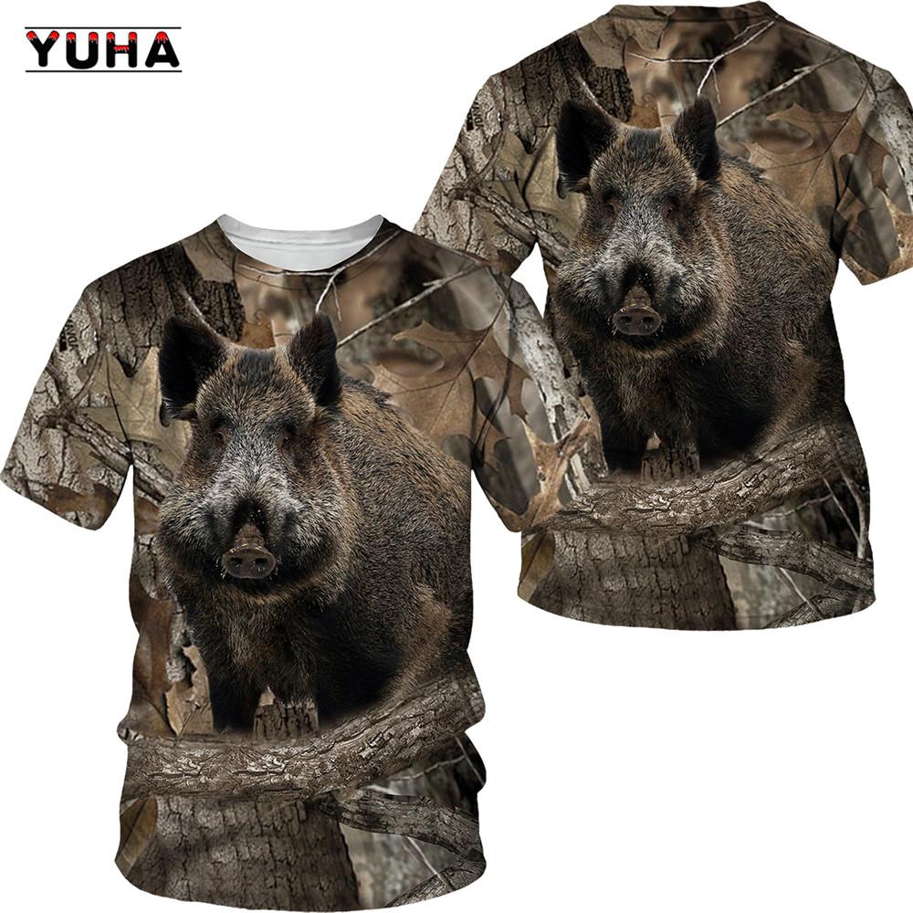 ETST WENDY 05 Camouflage jacht dieren wild zwijn/vos 3D T-shirt zomer vrije tijd heren T-shirt mode straat dames trui korte mouw j XXL