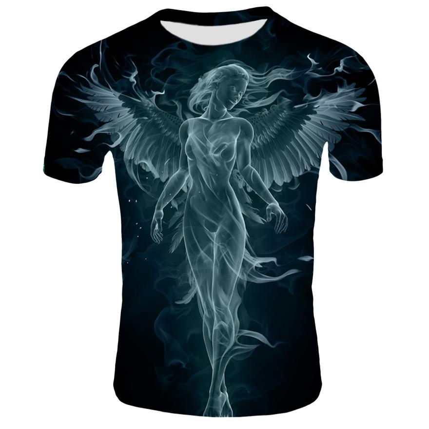TIP723 Mannen T-shirt Geest Anime 3D Fluorescerende Angel Print T-shirt Unisex-Volwassen Hipster 3D T-shirts Straat Hip hop Oversized T-shirt 5XL