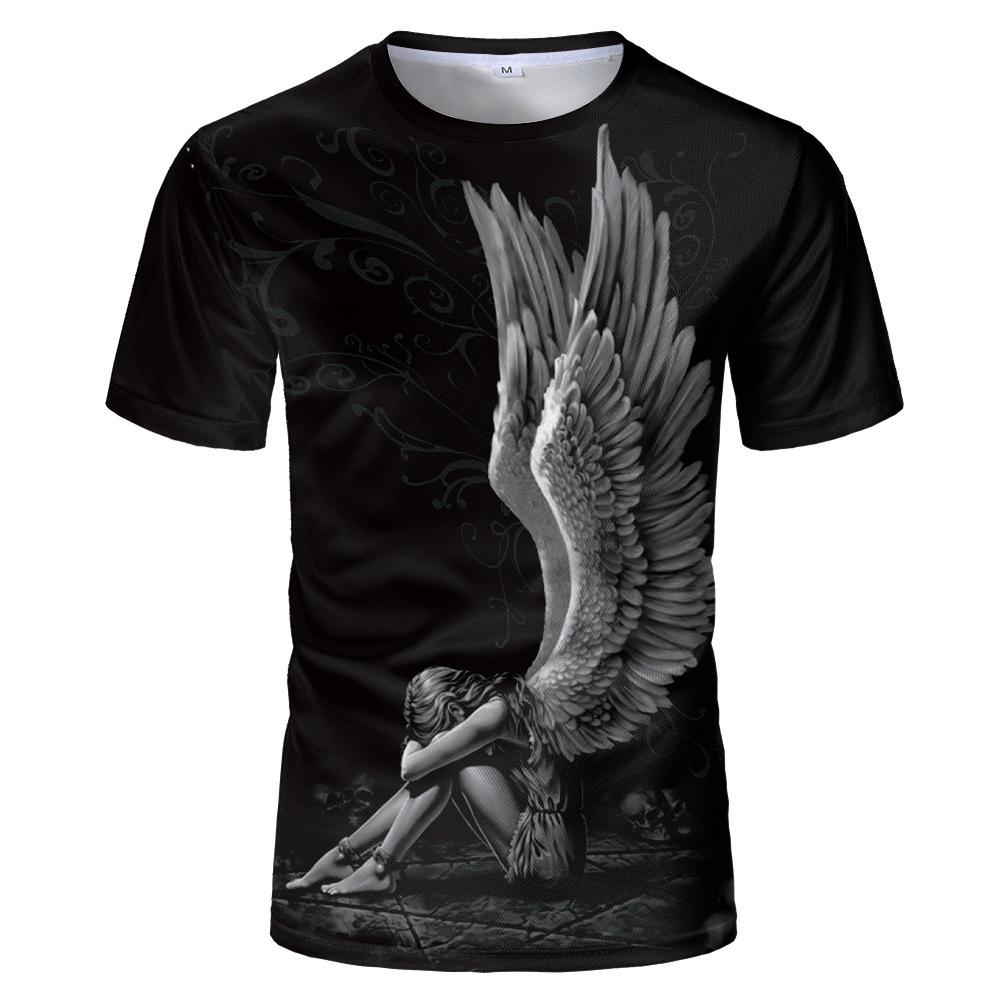 TIP723 Mannen T-shirt Geest Anime 3D Fluorescerende Angel Print T-shirt Unisex-Volwassen Hipster 3D T-shirts Straat Hip hop Oversized T-shirt L