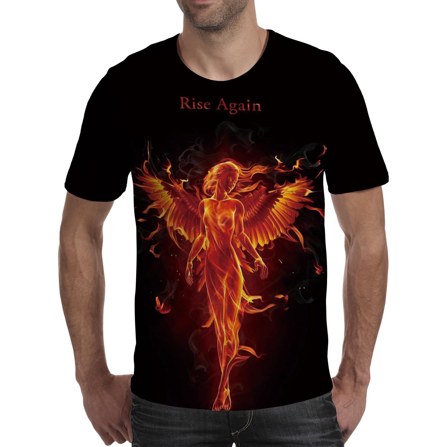 TIP723 Mannen T-shirt Geest Anime 3D Fluorescerende Angel Print T-shirt Unisex-Volwassen Hipster 3D T-shirts Straat Hip hop Oversized T-shirt XXL
