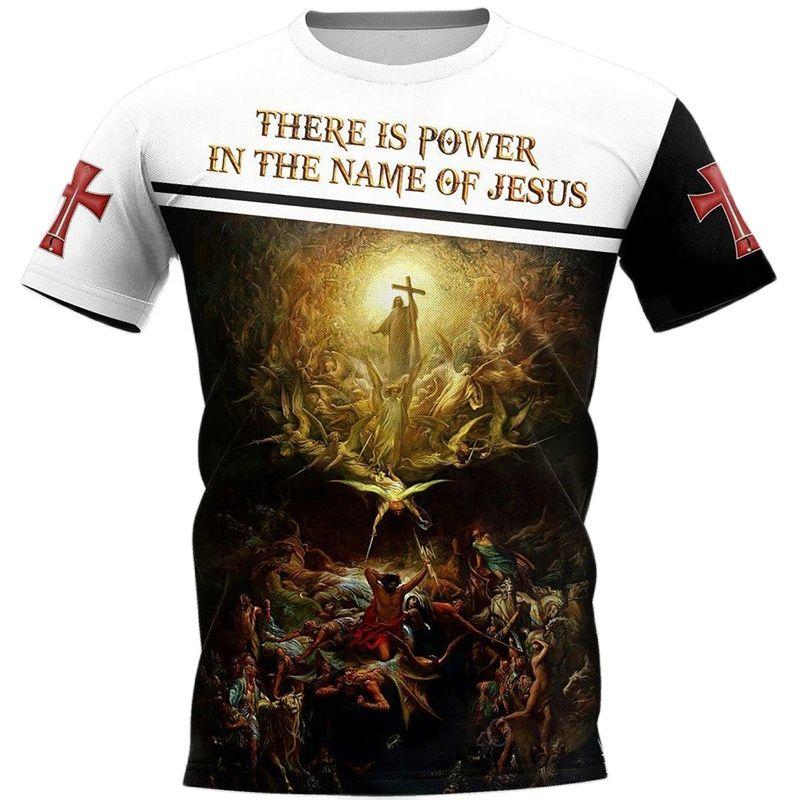 ETST 03 Christian Jesus Katholieke Print Heren T-shirts Zomer Polyester Ronde Hals Losse Korte Mouw Mannelijke Tops Oversized T-shirt Voor Mannen L