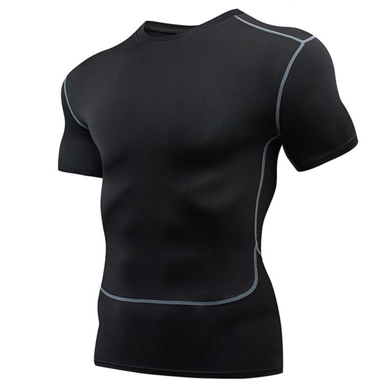 YOUNAXIN Heren zwarte T-shirts met korte mouwen Basislaag Sport Skinny Hardlopen Fietsen Strak dieptepunt Fitness Workout Outdoor Training Top Sportkleding S