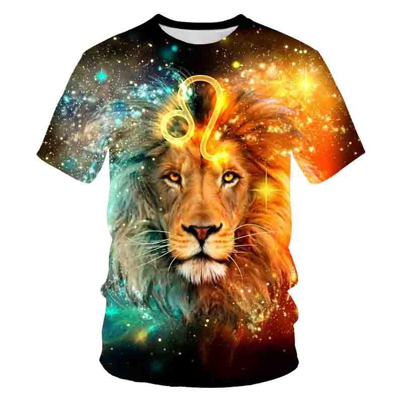 HerSight Zomer heren T-shirt 3D Print Tees Tijger Leeuw Losse Ronde Hals Korte Mouw Tops Herenkleding 6XL