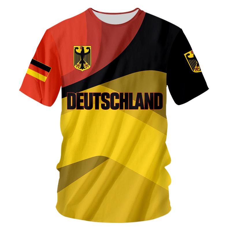 ETST WENDY Duitsland Nationale Vlag Patroon Heren T-shirt Zomer Ademend Materiaal Sneldrogend Tees Mode Ronde Hals Oversized Korte Mouw 5XL