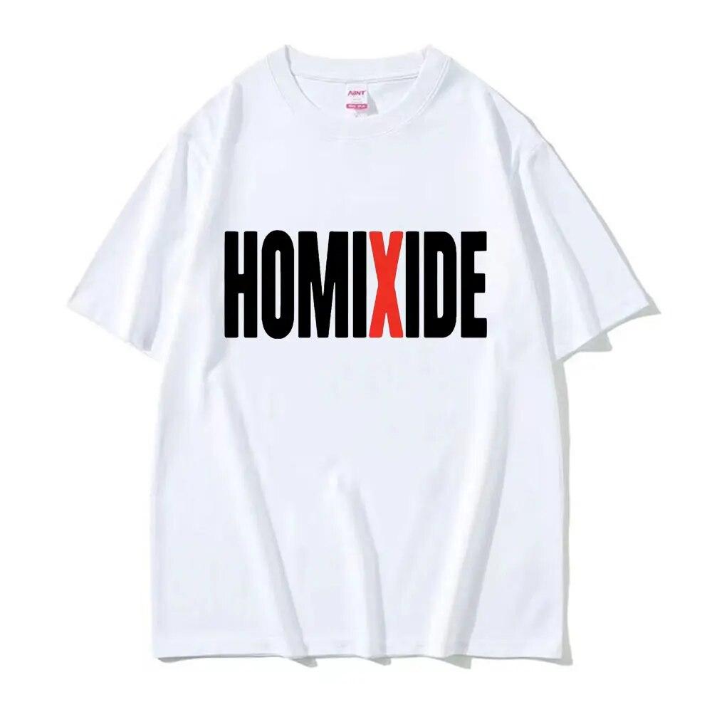 Nihao Rapper HOMIXIDE Grafische Print T-shirt Unisex Mode Hip Hop Stijl T-shirt Heren Casual Katoen Oversized Korte Mouw T-shirts M