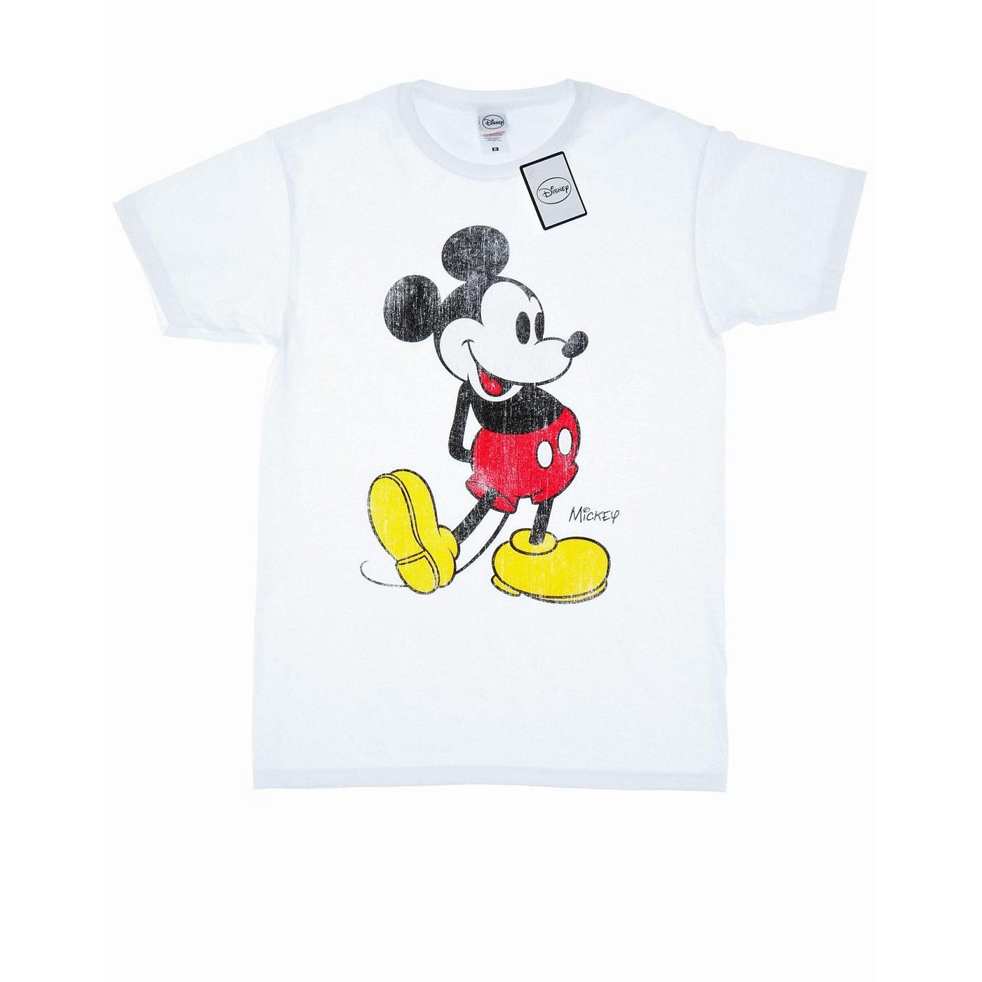 Disney Heren Mickey Mouse Klassiek Kick T-shirt XXL wit