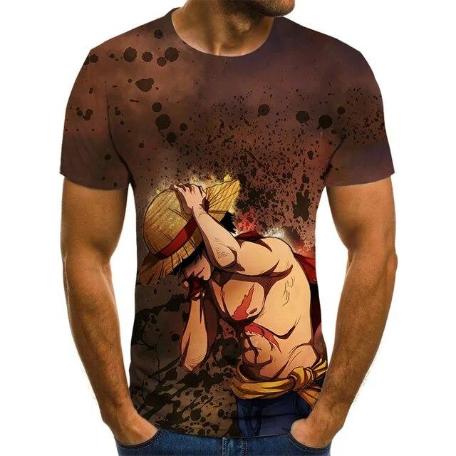 Baibao QIQI Een Stuk Jongen Kostuum Anime Harajuku Tops Zomer mannen T-shirt 3D Mode T-shirt mannen Plus Size Straat Kleding XXXL