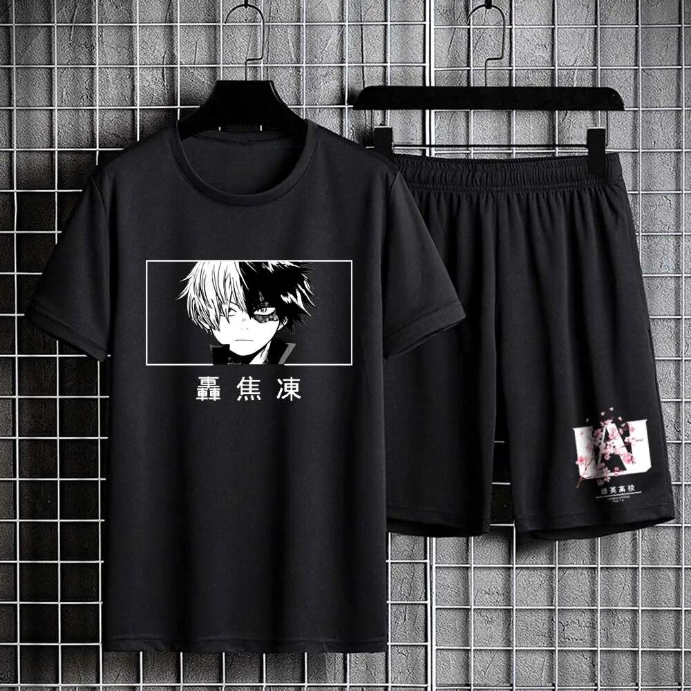 Xuhaijian02 Mijn Hero Academia T-shirts Casual Shorts Heren Sets Anime Oversized T-shirt Mannen Trainingspakken Joggingbroek Set Zomer Sportkleding XXL