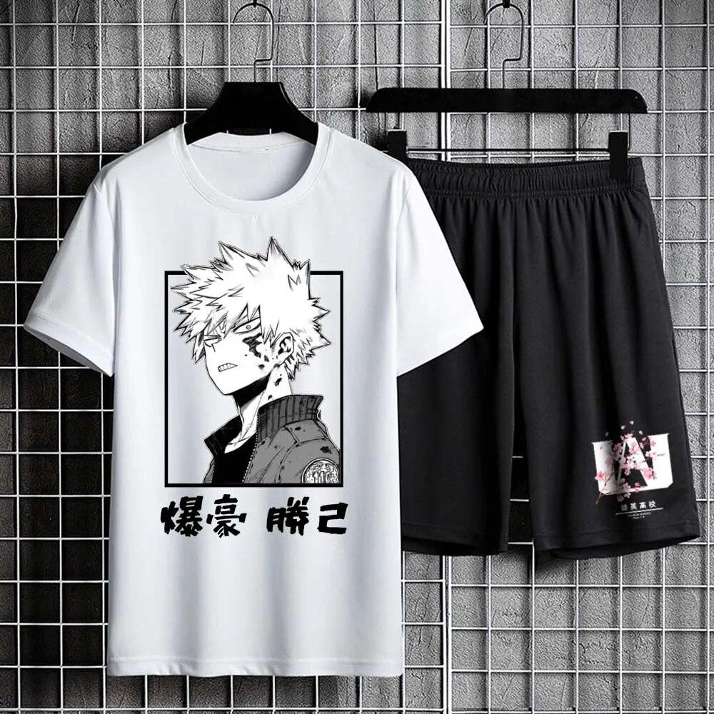 Xuhaijian02 Mijn Hero Academia T-shirts Casual Shorts Heren Sets Anime Oversized T-shirt Mannen Trainingspakken Joggingbroek Set Zomer Sportkleding S