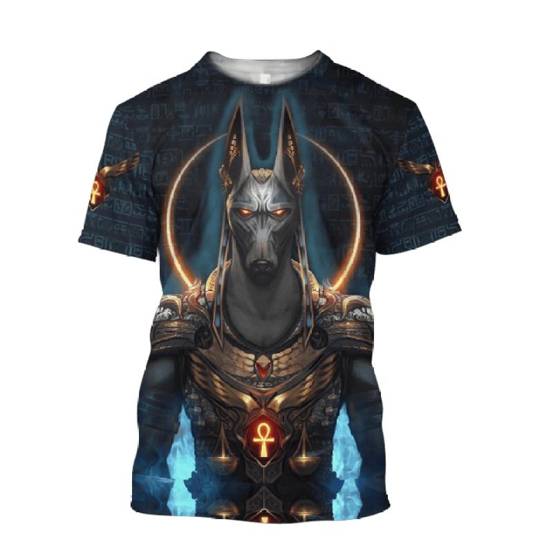 ETST 03 2023 Zomermode Oude Horus Egyptische God Anubis 3D Print T-shirt O Hals Streetwear Casual Cartoon Anime Korte Mouw Tee 4XL