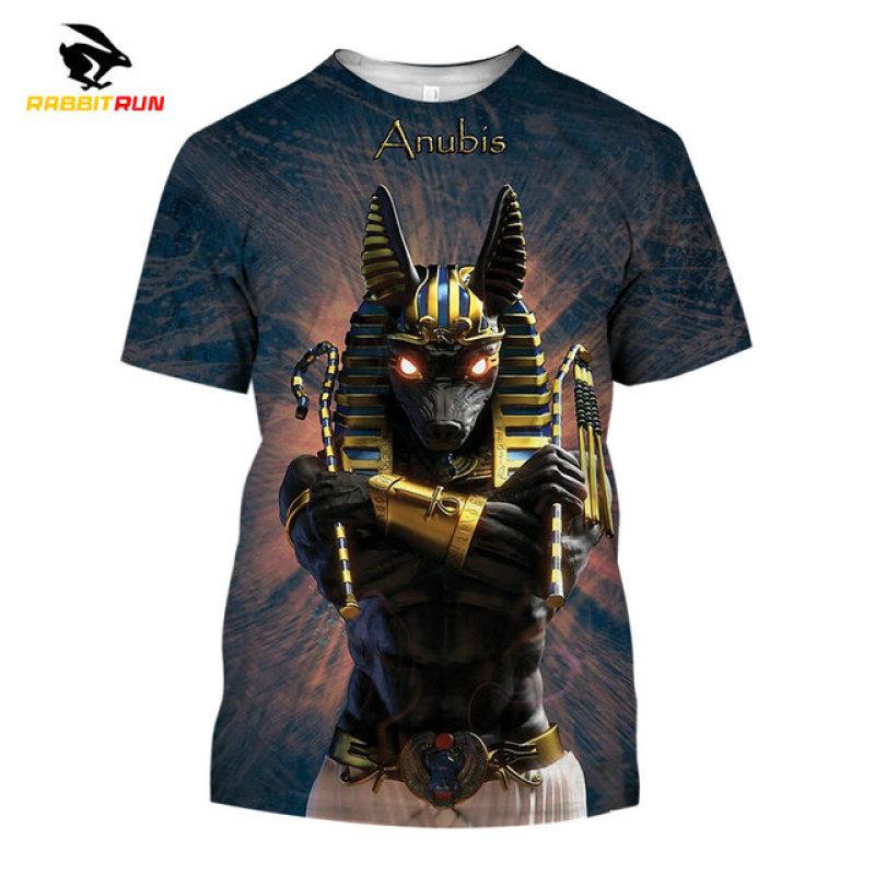 ETST 03 2023 Zomermode Oude Horus Egyptische God Anubis 3D Print T-shirt O Hals Streetwear Casual Cartoon Anime Korte Mouw Tee 4XL