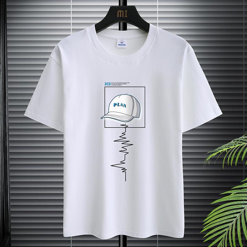 Cloth W T-Shirt for Men  Clothing Fitness White O Neck Anime Man T-shirt for Male Oversized S-5XL Men T-shirts Goth Punk Hat Print 4XL wit