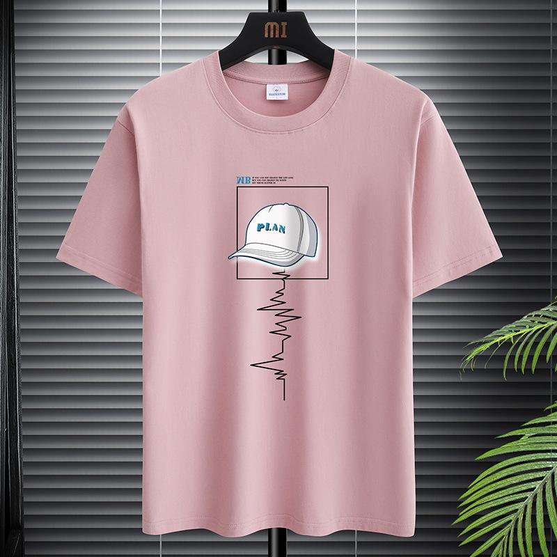 Cloth W T-Shirt for Men  Clothing Fitness White O Neck Anime Man T-shirt for Male Oversized S-5XL Men T-shirts Goth Punk Hat Print 5XL roze